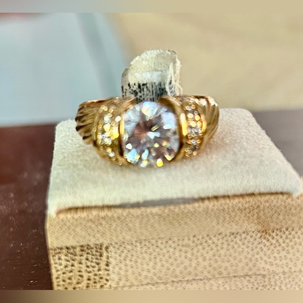 Art deco cubic z ring in intricate setting